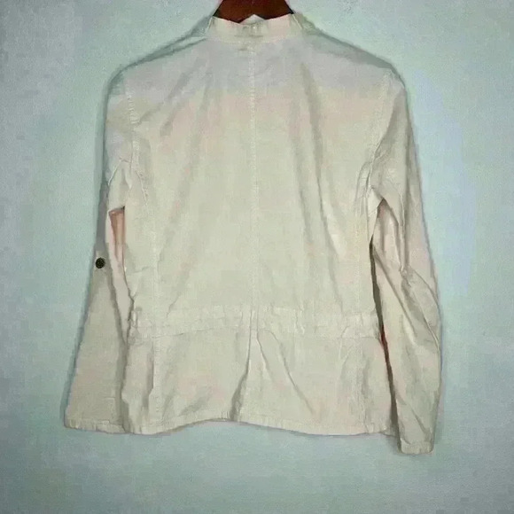 White House Black Market Lightweight‎ Denim Jacket Peach Sz 6 - Picture 4 of 10